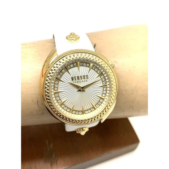 Versus by Versace Women's Watch VSPHF2921 Gold Case White Leather Band 3… - Picture 9 of 14